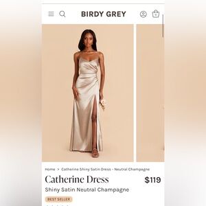 Birdy Grey Shiny Satin Neutral Champagne bridesmaids dress